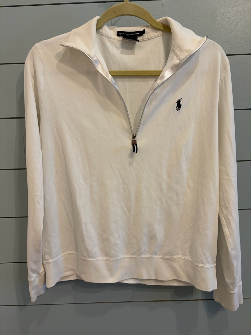 Ralph Lauren White Half-Zip Pullover with Navy Pony